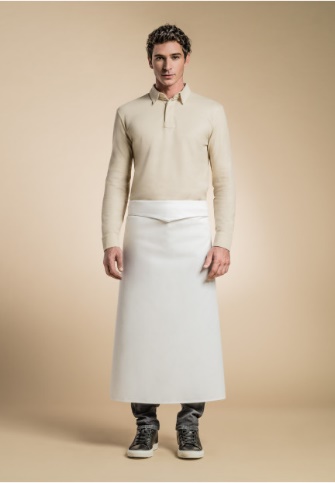 סינר דגם GARAM עם דש והידוק רצועה, עשוי בד פוליאסטר-כותנה עמיד, מוצג בצבעו הטבעי